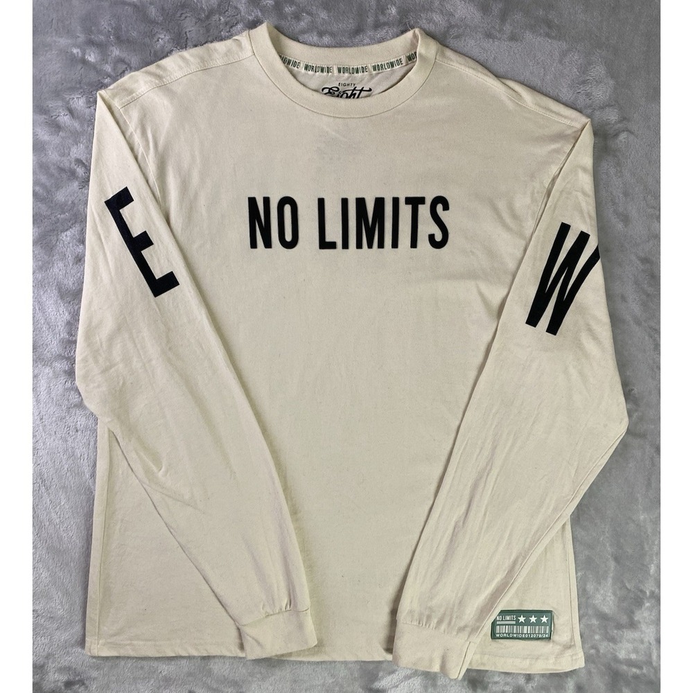 Eighty Eight Brand Long Sleeve Shirt Men Large Cream No Limits Worldwide Graphic